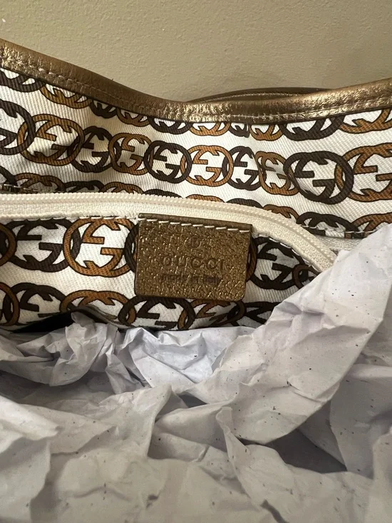 Gucci Beige and Brown GG Canvas Tote with Leather Trim - Picture 7 of 17